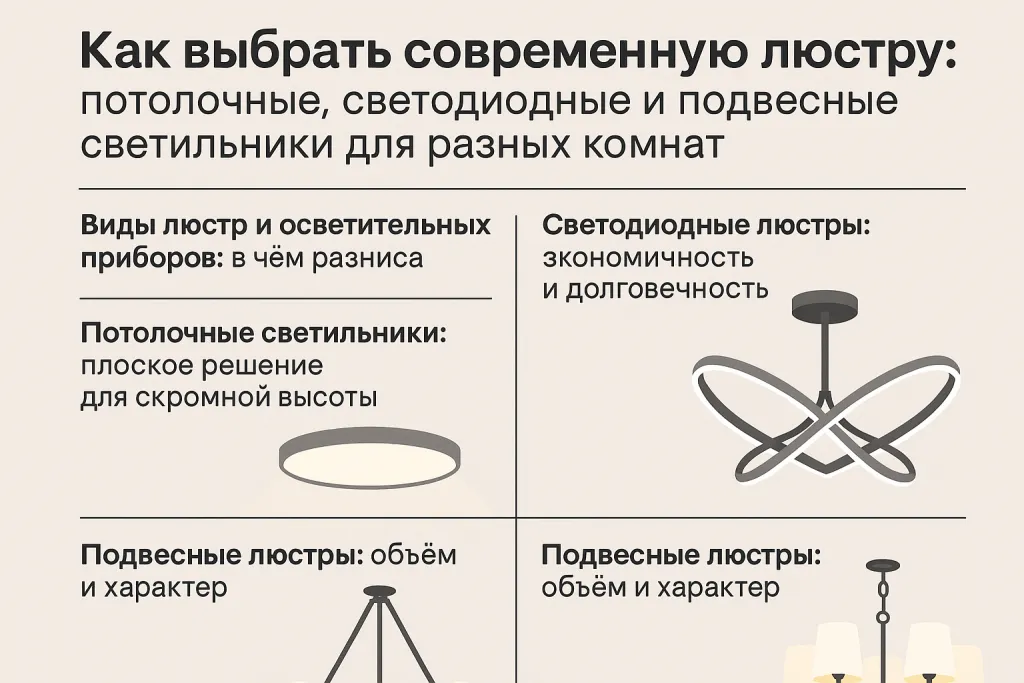 Как выбрать современную люстру: потолочные, светодиодные и подвесные светильники для разных комнат